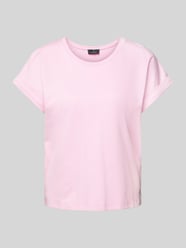 T-Shirt mit geripptem Rundhalsausschnitt von monari Pink - 3