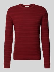 Regular Fit Strickpullover aus reiner Baumwolle mit Strickmuster von Tom Tailor Bordeaux - 37