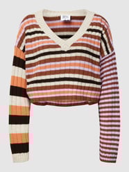 Cropped Strickpullover mit Streifenmuster von BDG Urban Outfitters Beige - 44