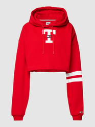 Cropped Hoodie mit Logo-Badge Modell 'LETTERMAN FLAG' von Tommy Jeans Rot - 14