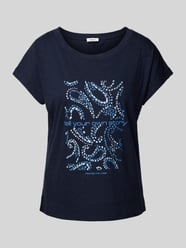 T-shirt z mieszanki bawełny i wiskozy z nadrukiem w artystycznym stylu od s.Oliver RED LABEL - 45