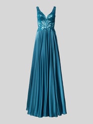 Abendkleid mit Paillettenbesatz von Mascara Blau - 44