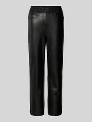 Regular Fit Lederhose mit elastischem Label-Bund von Cambio Schwarz - 40