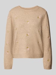 Pullover mit floraler Stickerei von ONLY Beige - 40