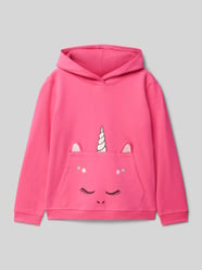 Loose fit hoodie met kangoeroezak van Blue Seven Fuchsia - 5