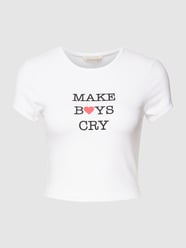 Cropped T-Shirt mit Statement-Print von REVIEW Weiß - 14