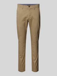 Slim fit chino met knoop- en ritssluiting, model 'BLEECKER' van Tommy Hilfiger Groen - 1