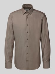 Slim fit zakelijk overhemd met kentkraag van ETERNA Beige - 6