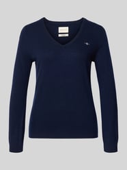 Gebreide pullover van lamswolmix met V-hals van Gant - 8