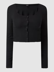 Cropped Cardigan mit Stretch-Anteil Modell 'Pauline' von Gina Tricot Grau / Schwarz - 27