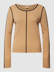 Gebreide pullover met contraststrepen, model 'Fomilia' van BOSS Bruin - 46