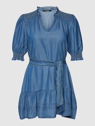 Sukienka PLUS SIZE o długości do kolan z lyocellu z wiązanym paskiem od Lauren Ralph Lauren Curve Niebieski - 43