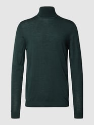 Rollkragenpullover aus Schurwolle mit gerippten Abschlüssen von Roy Robson Grün - 21