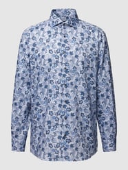 Comfort Fit Business-Hemd mit Paisley-Muster von Eterna Blau - 47