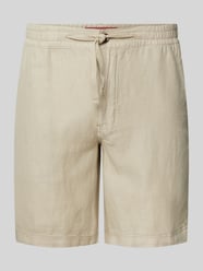 Regular fit korte linnen broek met tunnelkoord, model 'Merchant' van Superdry Beige - 2