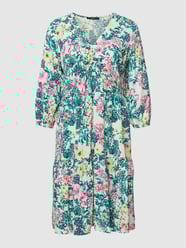 Knielanges Kleid aus Viskose mit floralem Allover-Muster von Zero Gelb - 33