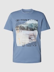 T-Shirt mit Statement-Print Modell 'photoprint' von Tom Tailor Blau - 48