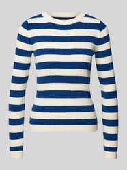 Slim Fit Strickpullover mit Streifenmuster Modell 'CHILI' von Vero Moda Blau - 5