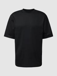 Loose Fit T-Shirt mit geripptem Rundhalsausschnitt von Tom Tailor Schwarz - 37