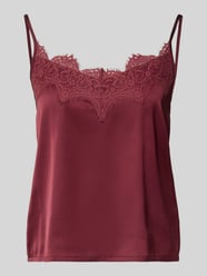 Top met bandjes van satijn met kant van Jake*s Casual Bordeaux - 35