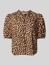 Regular fit blouse in dierenlook met V-hals van Christian Berg Woman Selection Beige - 10
