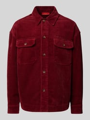 Freizeithemd mit Label-Stitching Modell 'Corduroy' von PROHIBITED Bordeaux - 36