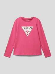 Longsleeve mit Label-Print und Strasssteinen von Guess Pink - 32