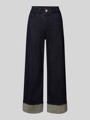Wide leg jeans met vaste zoomslag, model 'Miva' van OPUS - 7