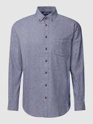 Flannelen overhemd met pied-de-poule-motief van Christian Berg Men Blauw / turquoise - 42