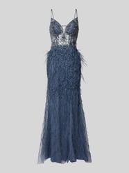 Abendkleid mit Fransen von Luxuar Blau - 25