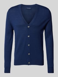 Slim Fit Cardigan aus Woll-Mix mit V-Ausschnitt von Christian Berg Men Blau - 25