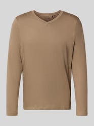 Regular fit shirt met lange mouwen en V-hals van Schiesser Beige - 22