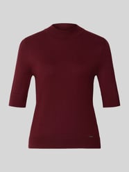 Gebreid shirt van viscosemix met een geribde ronde hals van MORE & MORE Bordeaux - 30