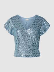 Blusenshirt mit Paillettenbesatz von V by Vera Mont Blau - 46