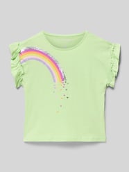 T-shirt o kroju regular fit z falbankami od Blue Seven - 38