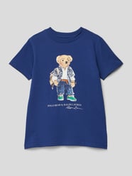 T-shirt van katoen met motiefprint van Polo Ralph Lauren Kids Blauw - 46