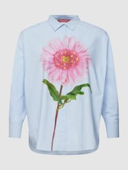 Overhemdblouse met borduursel, model 'FALDA' van Marina Rinaldi Blauw / turquoise - 45