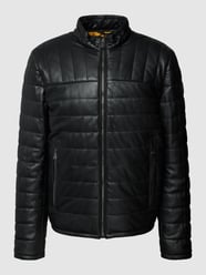 Leren jack met labeldetails van JOOP! Jeans Zwart - 32