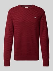 Strickpullover mit Rundhalsausschnitt und Logo-Stitching von Gant Bordeaux - 45