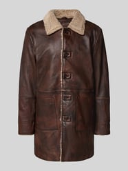 Regular fit lange jas in leerlook, model 'Gris' van Gipsy - 13