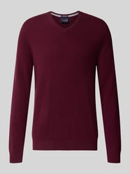 Gebreide pullover van kasjmier met v-hals van Christian Berg Men Bordeaux - 19