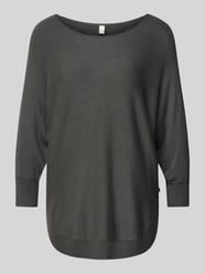 Gebreide pullover met 3/4-mouwen van QS Grijs / zwart - 33