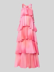 Volant avondjurk met V-hals model 'FELICIA' van VERO MODA Fuchsia - 4