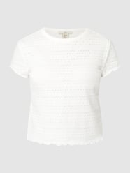 Cropped T-Shirt mit Lochmuster  von edc By Esprit Weiß - 16