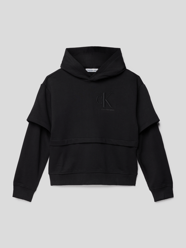 Hoodie mit Label-Stitching Modell 'LAYERED MONOGRAM HOODIE' von Calvin Klein Jeans Schwarz - 46