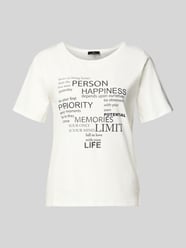 T-shirt z nadrukiem z napisem i obszyciem ozdobnymi kamieniami od monari - 4