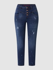 Jeansy skrócone z wysokim stanem z dodatkiem streczu model „River” od Blue Monkey Niebieski - 41