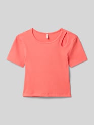 T-shirt o kroju slim fit z mieszanki bawełny model ‘NESSA LIFE’ od ONLY - 38