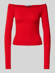 Korte gebreide pullover met boothals van Review Rood - 22