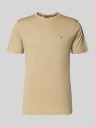 T-Shirt mit Rundhalsausschnitt und Logo-Stitching von LERROS Beige - 30